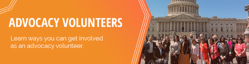 Advocacy Volunteers - Learn ways you can get involved as an advocacy volunteer.- Photo of volunteers in front of the U.S Capital Building